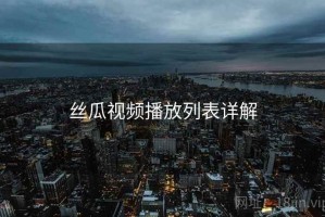丝瓜视频播放列表详解